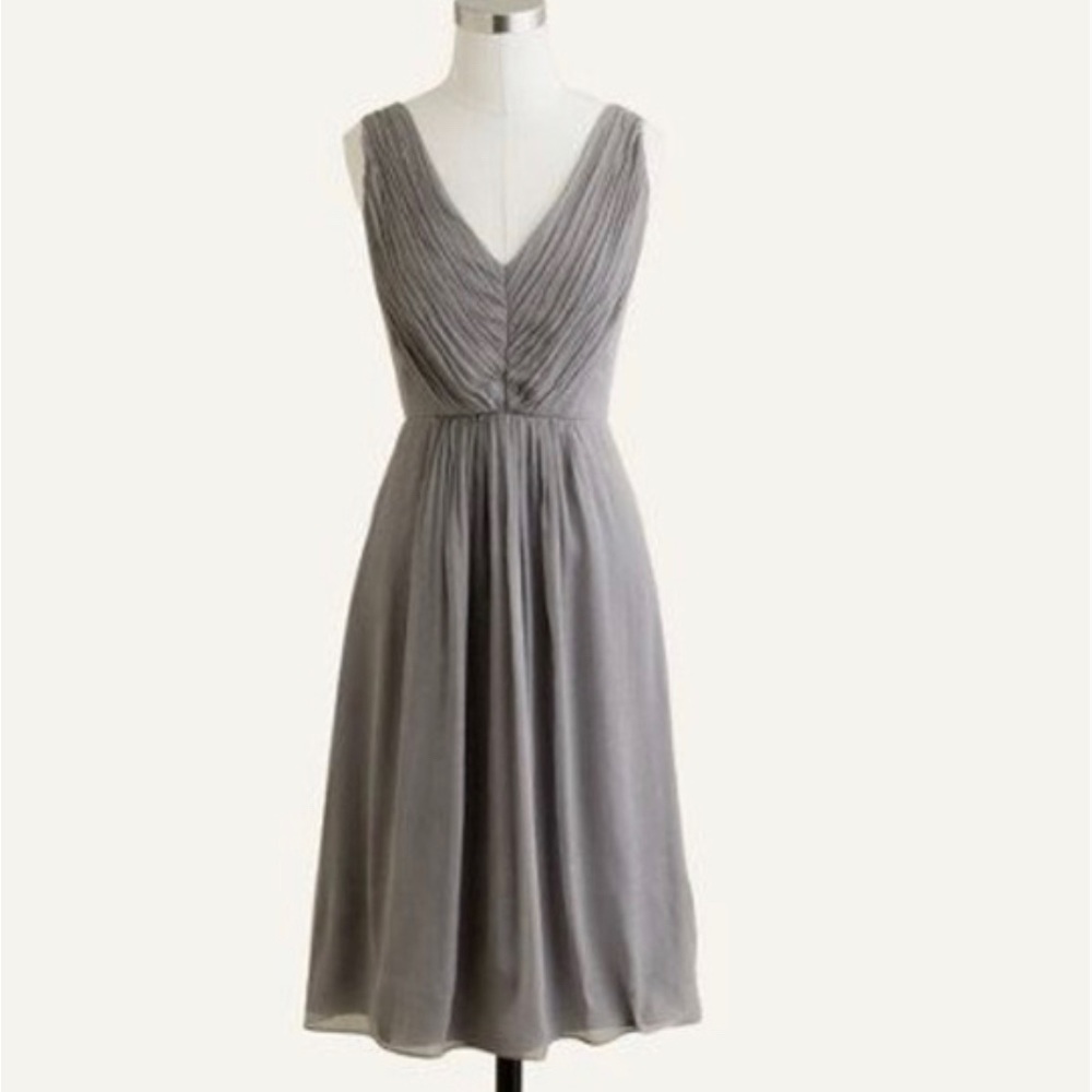 NWT J. Crew Silk Chiffon Graphite Luisa Dress